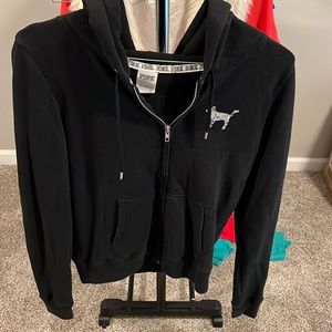 PINK Black Zip Up Jacket Size S